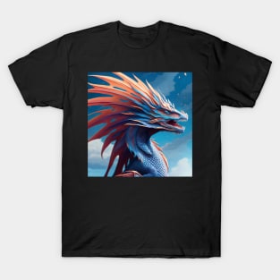 Ferocious Blue and Orange Frilled Dragon T-Shirt